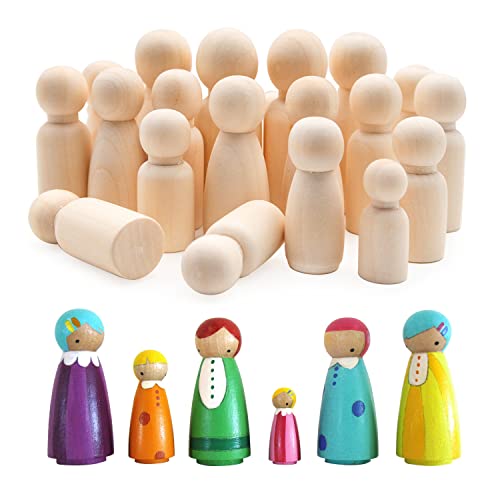 LURICO Holzfiguren zum Bemalen, 50 Stück Holzkegel zum Basteln, Holz Spielfiguren Groß, Spielfigur Holz, Holzpuppe zum Bemalen, Spielfiguren Holz, für Geburtstag Dekoration Bemalen Basteln von LURICO