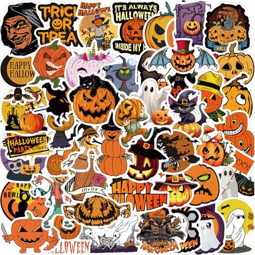 LURNODY 100 Stück Halloween Schrecken Aufkleber Halloween Stickers Halloween Kürbis Aufkleber Set, Geeignet für Halloween-Partys, Zum Aufkleben Auf Fenster Und Gesichter von LURNODY