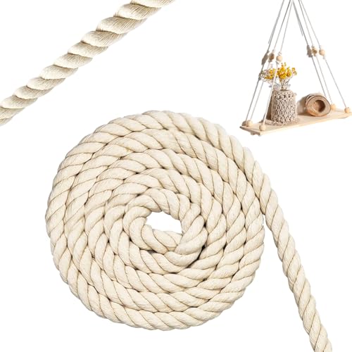 LURNODY 18MMx6M/0,7x236 Zoll Dicke Kordel Macrame Cord Geflochtenes Seil, für DIY-Basteleien, Hängematten, Pflanzenaufhänger, Heimdekoration, Handgemachte Projekte (Beige) von LURNODY