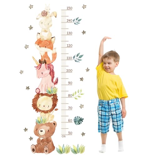 LURNODY Messlatte für Kinder, Kinder Höhe Diagramm Wandtattoo, Wald Tiere Wandaufkleber, MaßStabsgröße 50–150 CM Wandtattoo Kinderzimmer, Geeignet Als Wanddekoration für Kinderzimmer Und Wohnzimmer von LURNODY