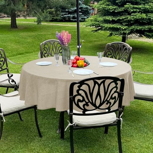 LUSHVIDA Outdoor-Tischdecke mit Schirmloch – Terrassentischdecke mit Reißverschluss, rund, 152,4 cm, Naturleinen-Tischdecke, wasserabweisend, für Picknick im Freien LUSHVIDA Outdoor-Tischdecke mit Schirmloch – Terrassentischdecke mit Reißverschluss, rund, 152,4 cm, Naturleinen-Tischdecke, wasserabweisend, für Picknick im Freien von LUSHVIDA