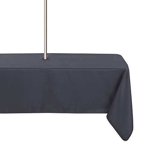 LUSHVIDA Tischdecke für drinnen und draußen, waschbar, wasserdicht, knitterfrei, mit Reißverschluss und Schirmloch für Frühling, Sommer, Party, Picknick, Grillen, 152.4 x 304.8 cm, grau) von LUSHVIDA