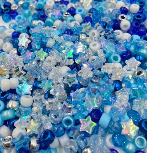 1000 Stück Frozen Blue Pony Perlen und Stern Perlen Mix von LUSSO LIA