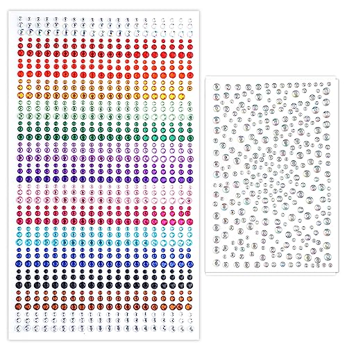 1250stk Gesichtssteine Selbstklebend zum Aufkleben, Gesichts Schmuck Aufkleber Gesichts Diamanten Strasssteine Aufkleber für Gesicht Augen Arm Körper Nägel Dekorations (1 Bunt, 1 Strasssteine) von LUTER