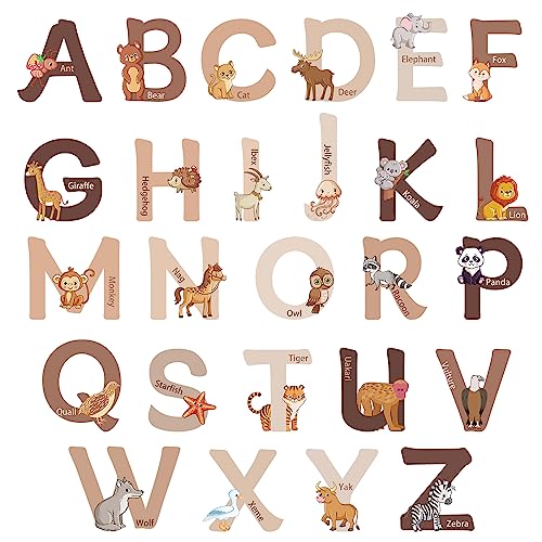 2 Blatt Tier Alphabet-Wandaufkleber, Bohemian Wandsticker Alphabet 26 Buchstaben Selbstklebende ABC Wandaufkleber Wandaufkleber für Kinderzimmer für Kinderzimmer, Kindergarten, Klassenzimmer von LUTER