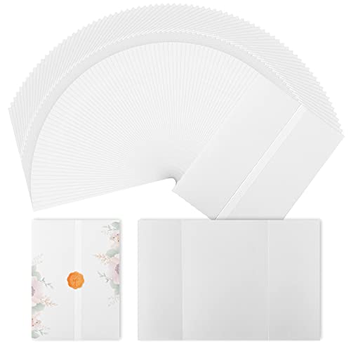 35 Stück Vorgefaltet Pergamenthüllen für Einladungen, 13x18cm Pergamentpapier für Hochzeitseinladungen Durchscheinend Vellum Paper Jacket für Hochzeit Brautparty Babyparty Geburtstag von LUTER