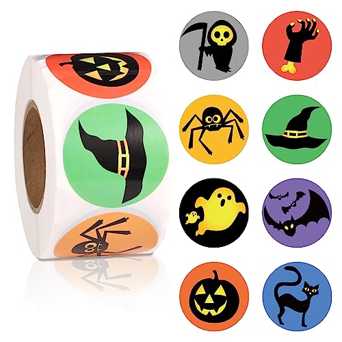 500st Aufkleber Halloween Kinder, 3,81cm Halloween Aufkleber Sticker 8 Muster Sticker Halloween Kinder Halloween Aufkleber für Kinder Halloween Party Dekoration Scrapbooking (Stil 3) von LUTER