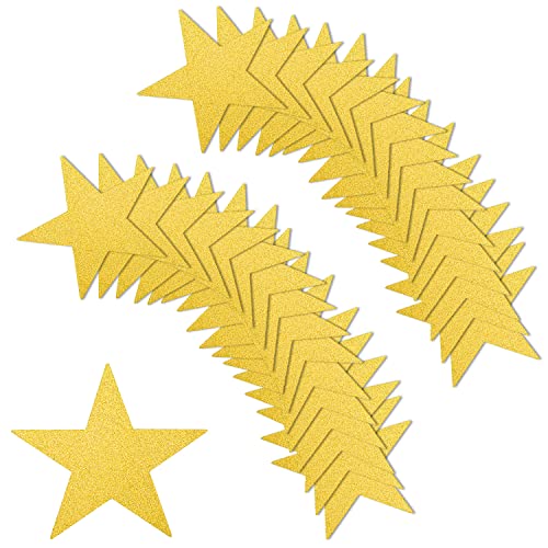 80stk Papier Sternausschnitten, Glitzernde Stern-Ausschnitte 15cm Große Stern-Ausschnitte für Pinnwand im Klassenzimmer Roter Teppich Partyzubehör (Gold) von LUTER