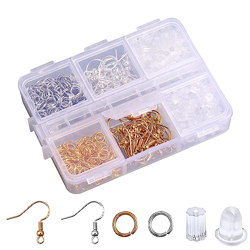 820 Teiliges Set zur Herstellung von Ohrringen, mit Ohrringhaken Ohrstöpsel Biegering aus 925er Silber und Vergoldet Diy Earring Hooks für die Herstellung von Ohrringen von LUTER