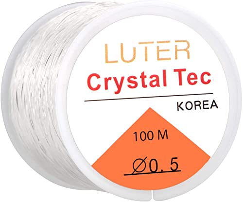 LUTER 0,5 mm transparenter Faden, unsichtbar, elastisch, dehnbar, für Armband, Schmuck, Perlen, Halskette, 328 m von LUTER