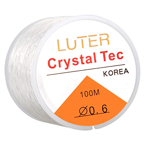 LUTER 0,6 mm transparenter Faden, unsichtbar, elastisch, dehnbar, für Armband, Schmuck, Perlen, Halskette (328 ft) von LUTER