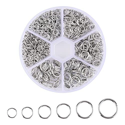 LUTER 1000 Stücke Offene Biegeringe Dunkles Silber O-Ring-Verbindungsstücke Dunkles Silber für Jump Rings Schmuckherstellung Ohrring Verbinder Ungebrochen Elegant (4mm 5mm 6mm 7mm 8mm 10mm) von LUTER