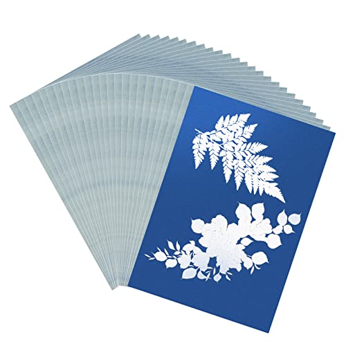 LUTER 25 Stück Solardruck Kit, Hochempfindlich Sonnenkunstpapier Naturdruckpapier Cyanotypie Papier für Kinder Erwachsene Heimwerken Basteln (A5, 14,8x21cm) von LUTER