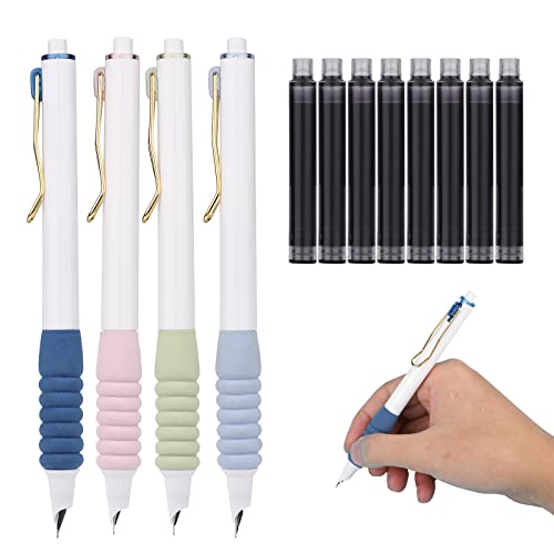 LUTER 4 Stück Einziehbare Füllfederhalter mit 10 Stück Tintenbeuteln, Einziehbare Druckstifte Retractable Fountain Pens für das Familienschulbüro von LUTER