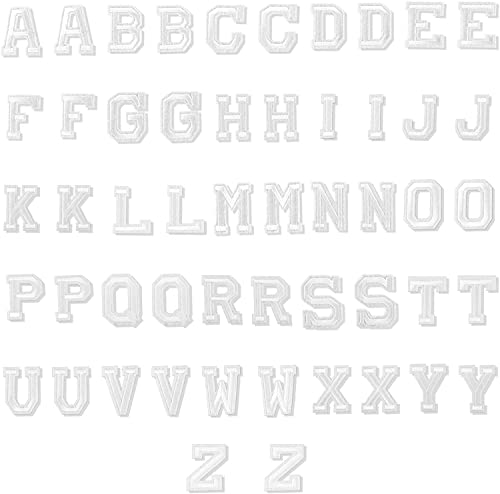 LUTER 52 Stück Aufbügeln von Buchstabenpatches Alphabet Applique Patches Nähen Sie Applikationen mit Gestickten A-Z Letter Dekorativen Reparaturpatches für Hüte Schuhe Taschen (Weiß) von LUTER