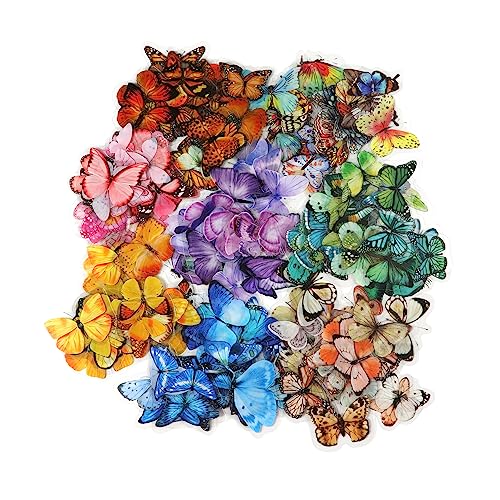 Schmetterling Aufkleber Set, 320 Stück Bunte Schmetterlinge Deko Vinyl Schmetterlingsaufkleber Butterfly Stickers für Bastelarbeiten Scrapbooking Umschläge Wasserflaschen (8-Farben-Serie) von LUTER