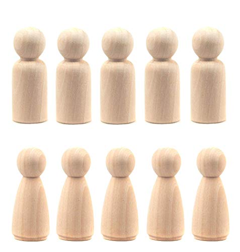 LUUFAN 20 Stück Holz-Puppe, 65 mm, unlackiertes Holz, weiblich, männlich, schlicht, blanko, Engelspuppen für Heimwerker, Handwerk, Hochzeit, Party (20 Stück) von LUUFAN