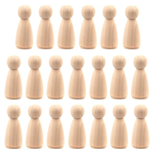 LUUFAN 20pcs hölzerne Peg Puppen, unfertige hölzerne weibliche Menschen Form Natur Plain Holz Körper Puppen für Kunst Handwerk Projekte DIY von LUUFAN