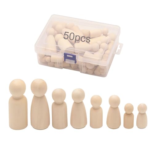 LUUFAN 50pcs unvollendete hölzerne Peg Puppen, hölzerne Familie Figuren Puppe weiblich männlich Menschen Holz Körper Puppen für Kinder Kunst Handwerk Projekte DIY von LUUFAN