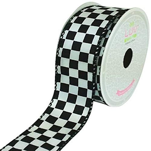 LUV RIBBONS Creative Ideas Stoffband 3,8 cm, schwarz kariert, weiß von LUV RIBBONS