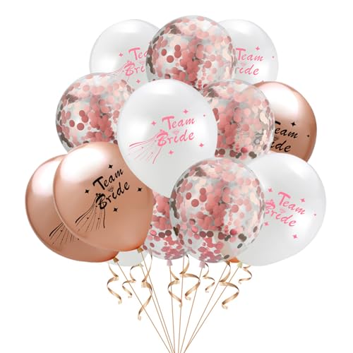 15 Stück Junggesellenabschied Party Luftballons Dekoration Team-Braut Rose Gold Weiß Konfetti Luftballons Braut zu sein Party Zubehör für Hochzeit Braut Party Dekoration von LUVDECO
