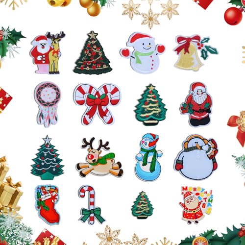 16 Stück Weihnachten Bestickte Patches Weihnachtsbaum Schneemann Santa gestickt Applique Patches Weihnachten Applique Motiv Aufnäher nähen Weihnachts Bügelflicken für DIY Nähen Kleider Hut Dekor von LUVDECO