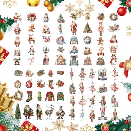 160 Stück Vintage Weihnachten Aufkleber Weihnachten Sammelalbum Aufkleber Selbstklebende Weihnachtsaufkleber für Kinder Weihnachts Vinyl Aufkleber Dekoration für DIY Scrapbook Journal Karten Geschenk von LUVDECO