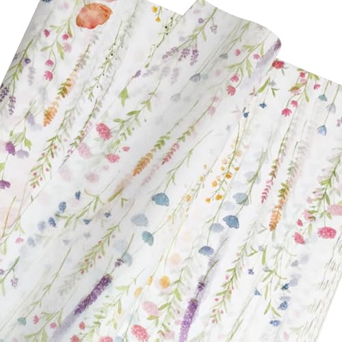 20 Blätter Blumen Seiden Papier, 50 * 70cm Lavendel Seidenpapier Verpackungsmaterial, Wildblumen Geschenk Seidenpapier, Kunstpapier Blätter für DIY Hochzeit Geburtstag Party Crafts Dekoration von LUVDECO