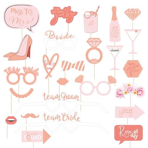 25 Stück Foto Requisiten Zukünftige Braut Foto Stand Bachelorette Party Dekorationen Rosa Henne Abend Selfie Requisiten für Bräutigam Dusche Verlobungen Hochzeit Geschenke Feiern von LUVDECO