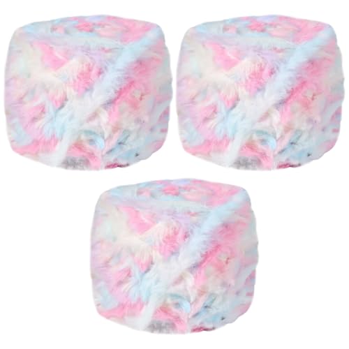 3 Rollen Dickes Kunstpelz Garn Flauschiges Kunstfell Garn Super Soft Fur Yarn Wimperngarn 100% Polyester Strickgarn Wimperngarn für Häkeln, Stricken Schal, Handschuhe, Hat, Kleidung (Rosa) von LUVDECO