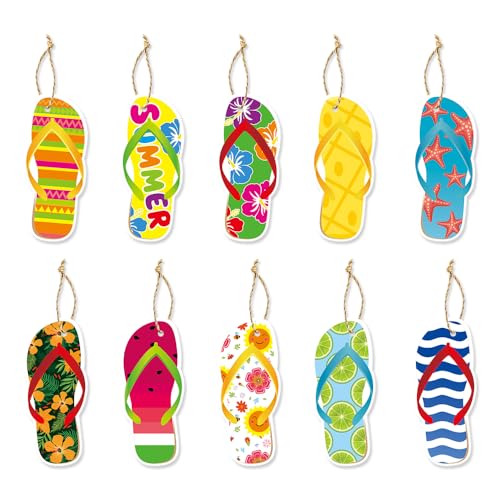 30 Stücke Hawaii Party Hängende Ornamente Sommer Baum Papier Party Dekorationen Strand Schwimmbad Tropisch Luau Aloha Geburtstag Flip Flop Niedlich Bunt Geschenk Tags von LUVDECO