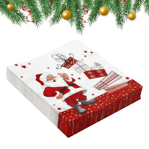 40 Stück Weihnachten Servietten 33x33cm Rot Santa Servietten Weihnachtsfeier Papier Servietten 2ply Einweg Weihnachtsservietten Tissue für Winter Xmas Party Lieferungen Tisch Dekoration (A) von LUVDECO