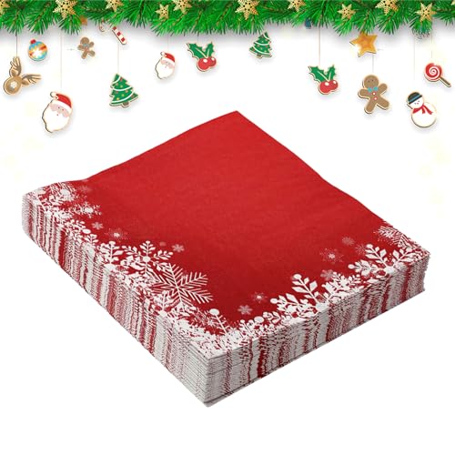 40 Stück Weihnachten Servietten 33x33cm Rot Santa Servietten Weihnachtsfeier Papier Servietten 2ply Einweg Weihnachtsservietten Tissue für Winter Xmas Party Lieferungen Tisch Dekoration (B) von LUVDECO