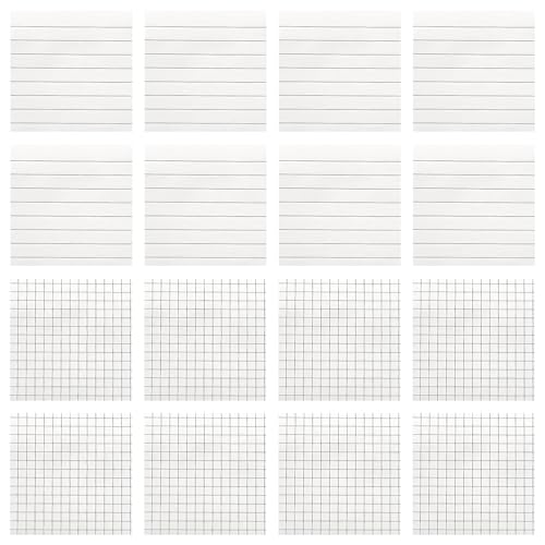 Haftnotizen 8 Blöcken 80 Blatt pro Block Linierte Sticky Notes 75×75 mm Weiß Quadratische Selbstklebende Klebezettel Wiederaufklebbar für Schule Zuhause Büro Sitzung (Horizontaler Linienstil) von LUVDECO