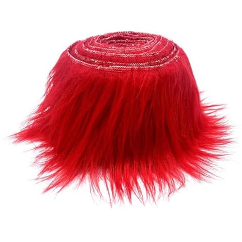 Kunstpelz Stoff 2x60 Zoll Furry Faux Precut Strips Kunstleder Plüsch Fluffy Stoff Craft Plüschstoff fur Weihnachtsmütze Zwergenbart Cosplay DIY Dekoration Kunstfell Basteln (Rot) von LUVDECO