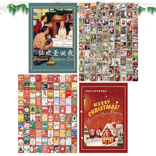 LUVDECO 200 Stück Weihnachten Wand Ästhetisch Collage Erwachsene Kinder Scrapbooking Gemustertes Papier Weihnachten Zimmer Dekoration für DIY Urlaub Journaling GeschenkeMädchen Jungen Frauen (B) von LUVDECO