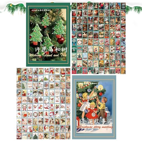 LUVDECO 200 Stück Weihnachten Wand Ästhetisch Collage Erwachsene Kinder Scrapbooking Gemustertes Papier Weihnachten Zimmer Dekoration für DIY Urlaub Journaling GeschenkeMädchen Jungen Frauen (C) von LUVDECO