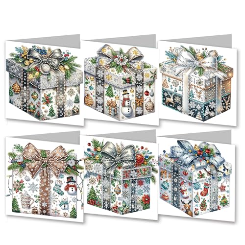 LUVDECO 5D Diamant Malerei Weihnachten Karten 6 Stücke 3D Diamond Painting Grußkarte DIY Diamant Painting Malerei Geschenkkarte Weihnachtsdeko Strass Handwerk Grußkarte von LUVDECO