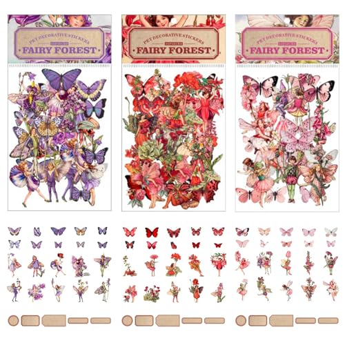 Scrapbooking Aufkleber Set 150 Stück Vintage Aufkleber Blumen Aufkleber Schmetterling Scrapbooking Aufkleber für DIY Notizbuch Journaling (Rot) von LUVDECO