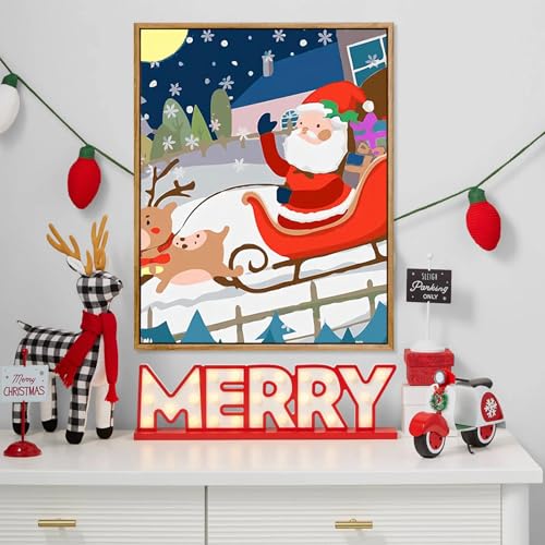 Weihnachten Malen nach Zahlen, 40*50cm Leinwand Malen nach Zahlen Für Kinder Erwachsene Anfänger, Weihnachtsmann DIY Kunst Zahl Malerei Set, Weihnachts Acryl Zahl Malerei Dekor, Kein Rahmen (A) von LUVDECO