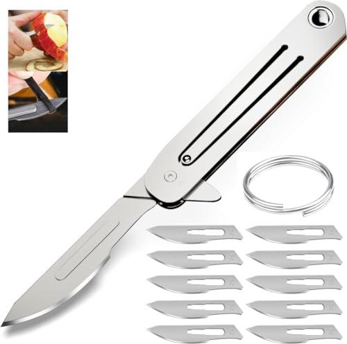 LUXHEIM Klappmesser Skalpell mit 10 auswechselbare Klingen Figur 23, Utility EDC Taschenmesser Messer für Männer & Frauen,Mini EDC Taschenmesser für Outdoor(Folding Knife) von LUXHEIM