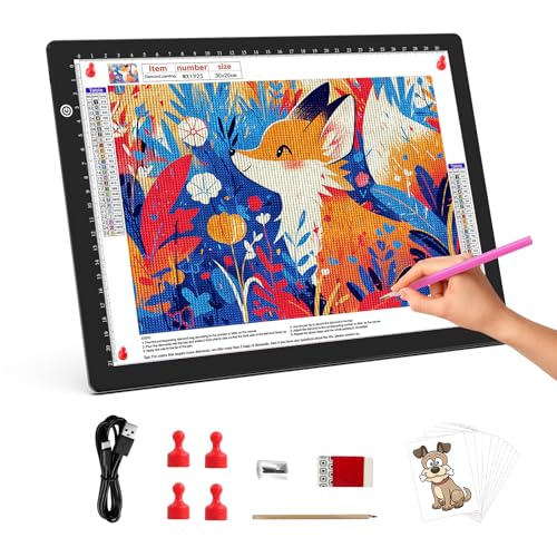 LUXJOYFUL Leuchttisch A4 Diamond Painting Lichtplatte A4 Typ-C USB-Stromkabel Ultra-dünne Magnetisch leuchtpad für Diamantmalerei, Abpausen, Skizzieren, Jäten von Vinyl, Kleidungsdesign, Kalligrafie von LUXJOYFUL