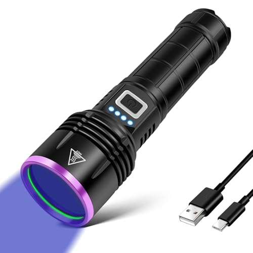 UV Taschenlampe 20W, 5000mAh Hochleistungs-365nm-UV-Licht, LED USB wiederaufladbare Schwarzlicht-Taschenlampe,uv lampe für bernstein,epoxidharz,Erkennung von Haustierurin,Mineralien,Reisen,Bettwanzen von LUXNOVAQ