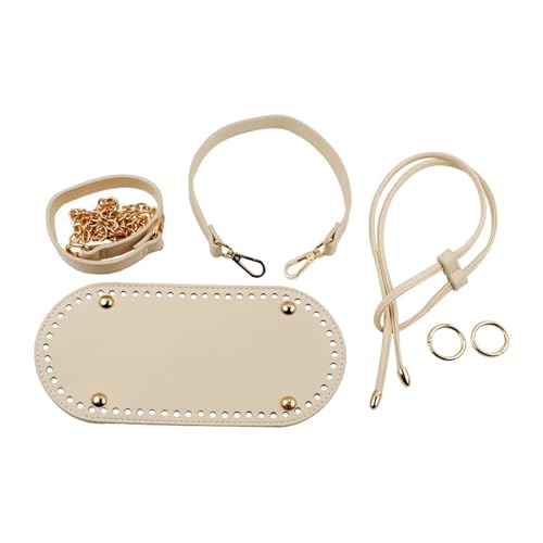 DIY Damen-Handtaschen-Bastelset 7pc Set handgemachte Tasche Boden Klappe Abdeckung Hardware for Taschen DIY Handtasche Shloulder Riemen for stricken Taschen Handtasche Umhängetaschen(Beige bucket bag) von LUYSGBXR