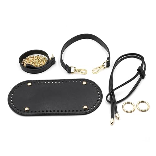 DIY Damen-Handtaschen-Bastelset 7pc Set handgemachte Tasche Boden Klappe Abdeckung Hardware for Taschen DIY Handtasche Shloulder Riemen for stricken Taschen Handtasche Umhängetaschen(Black bucket bag) von LUYSGBXR