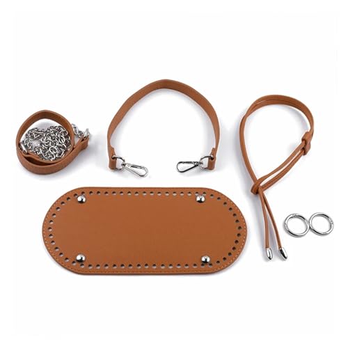 DIY Damen-Handtaschen-Bastelset 7pc Set handgemachte Tasche Boden Klappe Abdeckung Hardware for Taschen DIY Handtasche Shloulder Riemen for stricken Taschen Handtasche Umhängetaschen(Brown1 bucket bag von LUYSGBXR