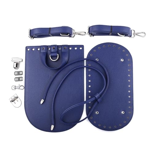 DIY Damen-Handtaschen-Bastelset 7pc Set handgemachte Tasche Boden Klappe Abdeckung Hardware for Taschen DIY Handtasche Shloulder Riemen for stricken Taschen Handtasche Umhängetaschen(Dark blue set) von LUYSGBXR