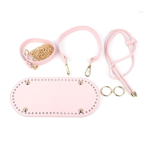 DIY Damen-Handtaschen-Bastelset 7pc Set handgemachte Tasche Boden Klappe Abdeckung Hardware for Taschen DIY Handtasche Shloulder Riemen for stricken Taschen Handtasche Umhängetaschen(Pink bucket bag) von LUYSGBXR