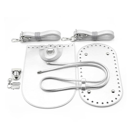 DIY Damen-Handtaschen-Bastelset 7pc Set handgemachte Tasche Boden Klappe Abdeckung Hardware for Taschen DIY Handtasche Shloulder Riemen for stricken Taschen Handtasche Umhängetaschen(Silver set) von LUYSGBXR