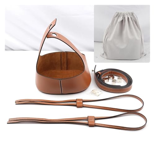 LUYSGBXR DIY Damen-Handtaschen-Bastelset DIY Leder Stricken häkeln Tasche Boden Basis for Schulter Schnalle Tasche Machen Set mit gewebten Taschengriff for DIY Handtasche(Brown and Gray) von LUYSGBXR